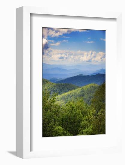 Blue Ridge Parkway vista, Smoky Mountains, USA.-Anna Miller-Framed Photographic Print