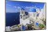 Blue Roofed Churches and Homes are Everywhere on the Island. Santorini. Greece-Tom Norring-Mounted Photographic Print