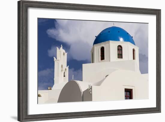 Blue Roofed Churches and Homes are Everywhere on the Island. Santorini. Greece-Tom Norring-Framed Photographic Print