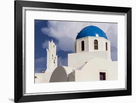 Blue Roofed Churches and Homes are Everywhere on the Island. Santorini. Greece-Tom Norring-Framed Photographic Print