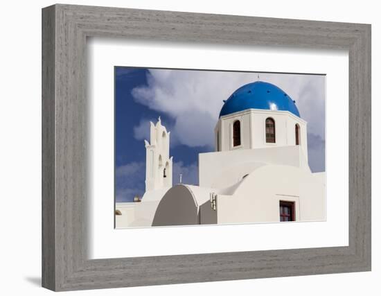 Blue Roofed Churches and Homes are Everywhere on the Island. Santorini. Greece-Tom Norring-Framed Photographic Print