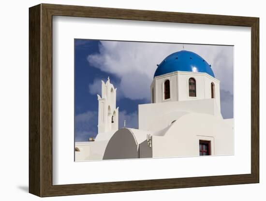 Blue Roofed Churches and Homes are Everywhere on the Island. Santorini. Greece-Tom Norring-Framed Photographic Print