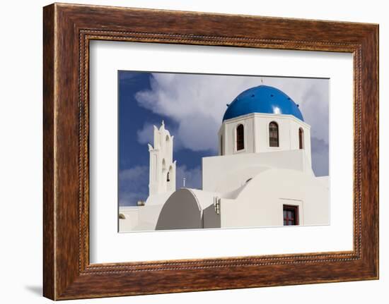 Blue Roofed Churches and Homes are Everywhere on the Island. Santorini. Greece-Tom Norring-Framed Photographic Print