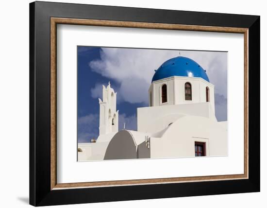 Blue Roofed Churches and Homes are Everywhere on the Island. Santorini. Greece-Tom Norring-Framed Photographic Print