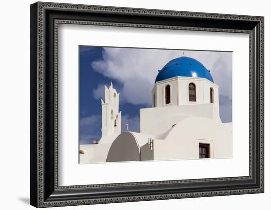 Blue Roofed Churches and Homes are Everywhere on the Island. Santorini. Greece-Tom Norring-Framed Photographic Print