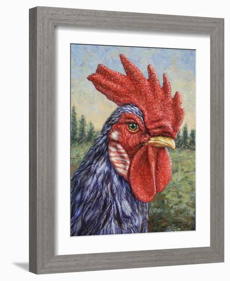 Blue Rooster-James W. Johnson-Framed Giclee Print