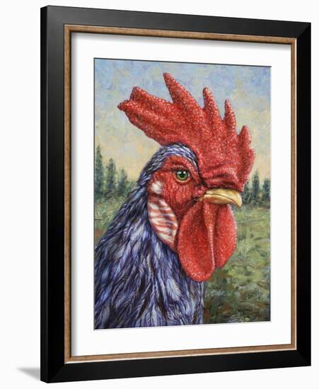 Blue Rooster-James W. Johnson-Framed Giclee Print