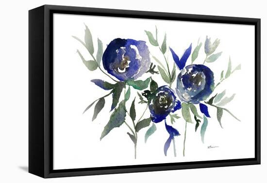 Blue Roses 2-Victoria Brown-Framed Stretched Canvas