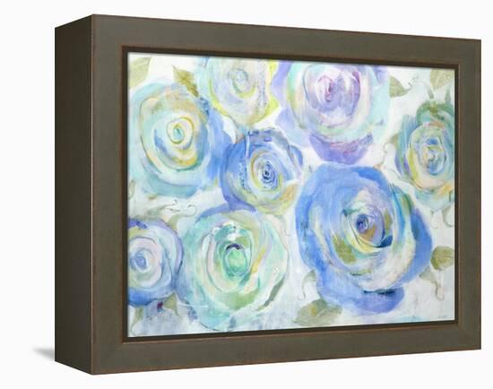 Blue Roses-Jill Martin-Framed Stretched Canvas
