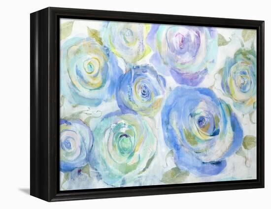 Blue Roses-Jill Martin-Framed Stretched Canvas