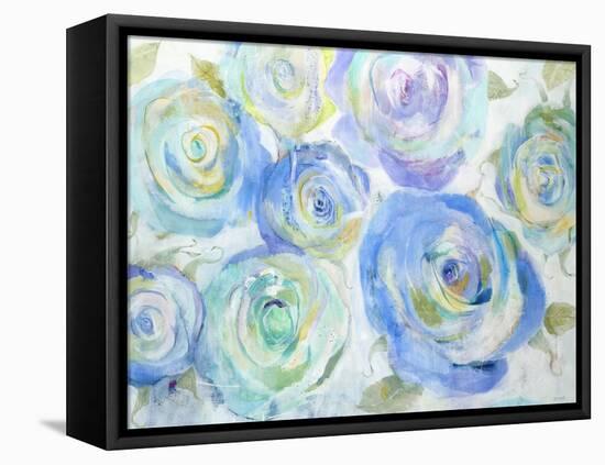 Blue Roses-Jill Martin-Framed Stretched Canvas