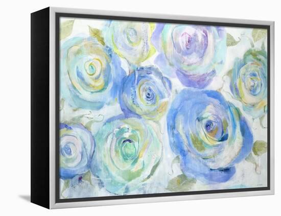 Blue Roses-Jill Martin-Framed Stretched Canvas