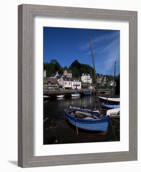 Blue Sailing Dinghy and River Aven, Pont-Aven, Brittany, France-Julian Pottage-Framed Photographic Print