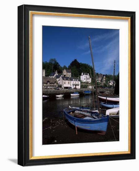 Blue Sailing Dinghy and River Aven, Pont-Aven, Brittany, France-Julian Pottage-Framed Photographic Print