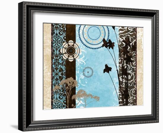 Blue Santorini Garden I-Michael Marcon-Framed Art Print