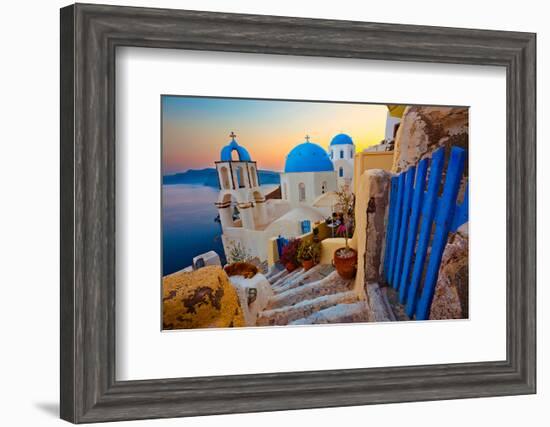 Blue Santorini V-null-Framed Art Print