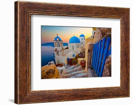 Blue Santorini V-null-Framed Art Print