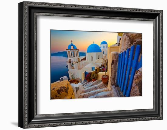 Blue Santorini V-null-Framed Art Print