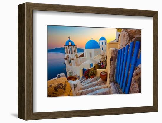 Blue Santorini V-null-Framed Art Print