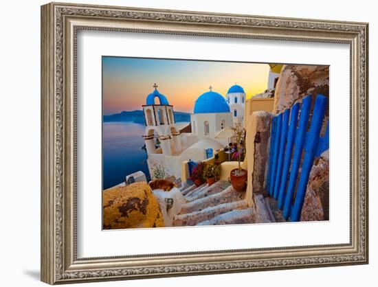 Blue Santorini V-null-Framed Art Print