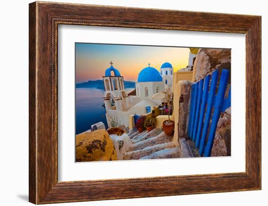 Blue Santorini V-null-Framed Art Print