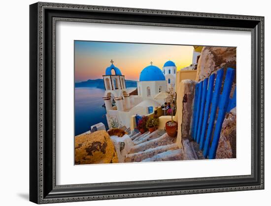 Blue Santorini V-null-Framed Art Print