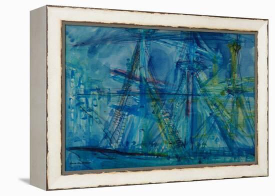 Blue Schooner-Brenda Brin Booker-Framed Premier Image Canvas