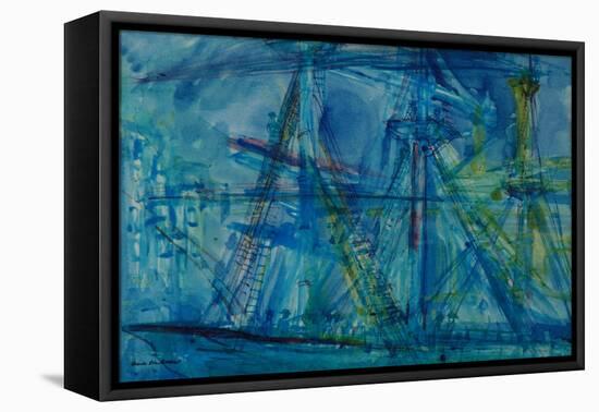 Blue Schooner-Brenda Brin Booker-Framed Premier Image Canvas