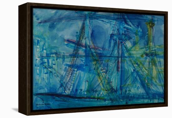 Blue Schooner-Brenda Brin Booker-Framed Premier Image Canvas