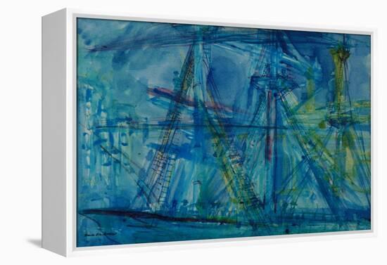 Blue Schooner-Brenda Brin Booker-Framed Premier Image Canvas