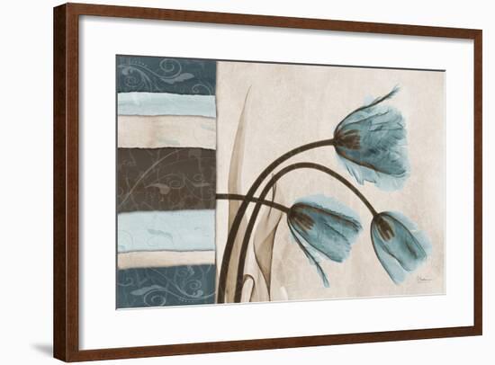 Blue Scroll Tulip-Albert Koetsier-Framed Premium Giclee Print