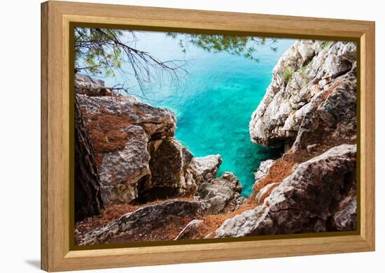 Blue Sea and Rocks-Lamarinx-Framed Premier Image Canvas