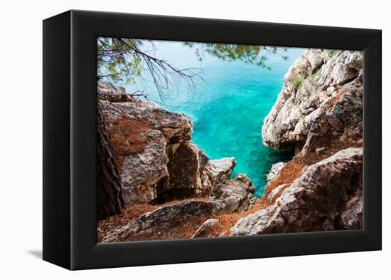 Blue Sea and Rocks-Lamarinx-Framed Premier Image Canvas