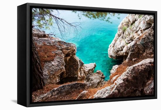 Blue Sea and Rocks-Lamarinx-Framed Premier Image Canvas