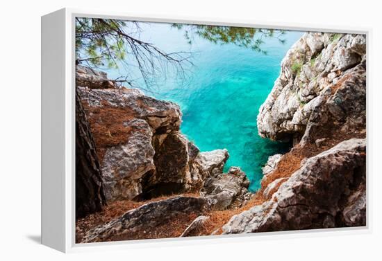 Blue Sea and Rocks-Lamarinx-Framed Premier Image Canvas