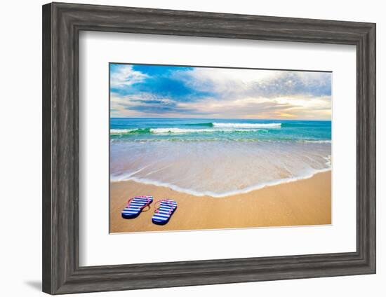 Blue Sea Beach in Nice Evening-Andrey_Kuzmin-Framed Photographic Print