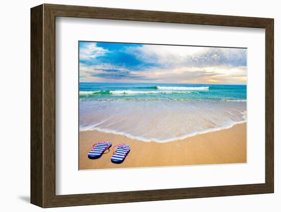 Blue Sea Beach in Nice Evening-Andrey_Kuzmin-Framed Photographic Print