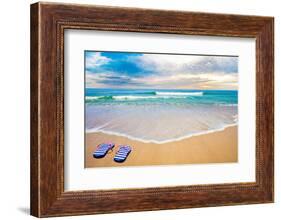 Blue Sea Beach in Nice Evening-Andrey_Kuzmin-Framed Photographic Print