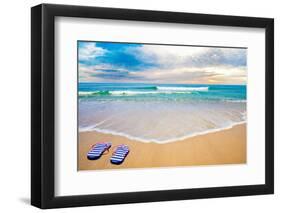 Blue Sea Beach in Nice Evening-Andrey_Kuzmin-Framed Photographic Print