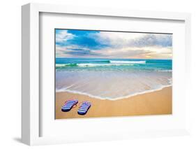 Blue Sea Beach in Nice Evening-Andrey_Kuzmin-Framed Photographic Print