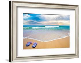 Blue Sea Beach in Nice Evening-Andrey_Kuzmin-Framed Photographic Print