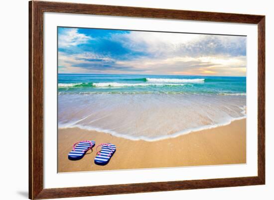 Blue Sea Beach in Nice Evening-Andrey_Kuzmin-Framed Photographic Print