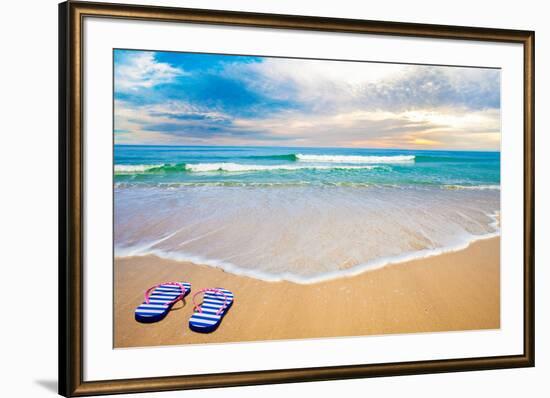 Blue Sea Beach in Nice Evening-Andrey_Kuzmin-Framed Photographic Print