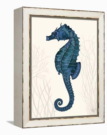 Blue Seahorses on Cream b-Fab Funky-Framed Stretched Canvas