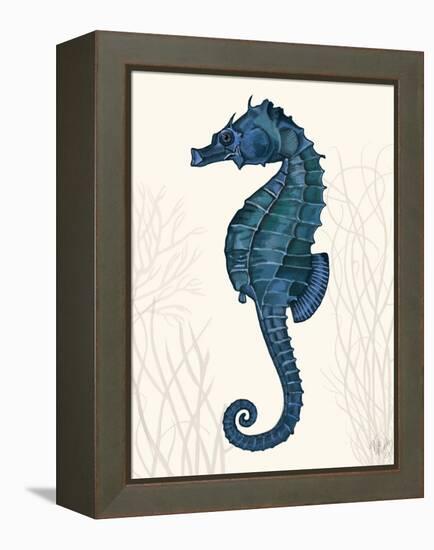 Blue Seahorses on Cream b-Fab Funky-Framed Stretched Canvas