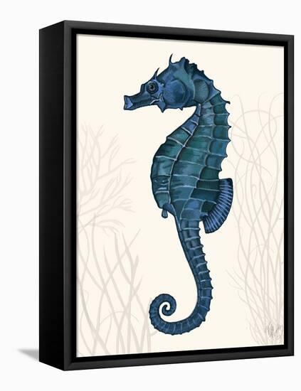 Blue Seahorses on Cream b-Fab Funky-Framed Stretched Canvas