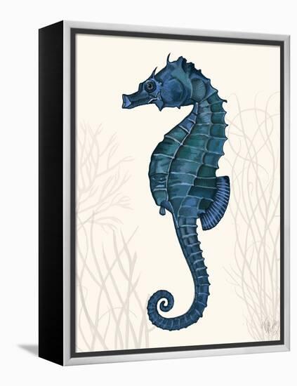 Blue Seahorses on Cream b-Fab Funky-Framed Stretched Canvas