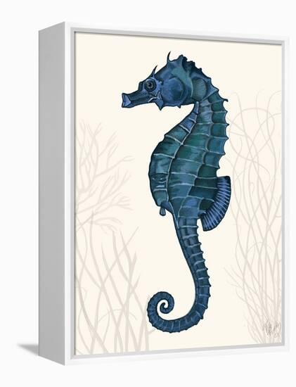 Blue Seahorses on Cream b-Fab Funky-Framed Stretched Canvas