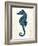 Blue Seahorses on Cream b-Fab Funky-Framed Art Print