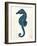 Blue Seahorses on Cream b-Fab Funky-Framed Art Print